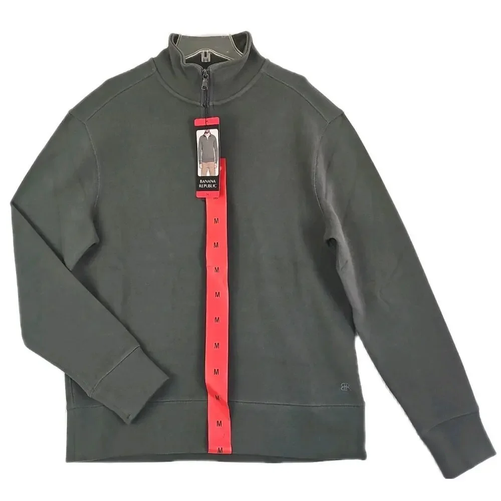Banana Republic ~Men's Size M~ Green Cotton Blend 1/4 Zip Pullover NWT.